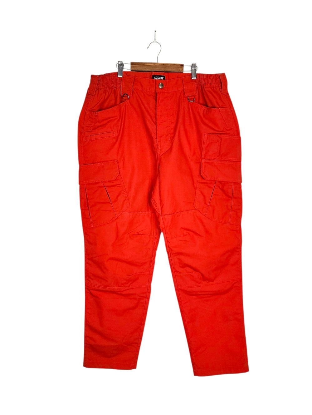 CQR Men's Tactical Cargo Pants Orange Water Resistant Ripstop Size 38W/32L